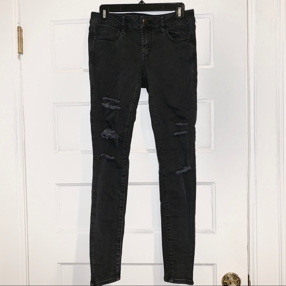American eagle black ripped jeans
